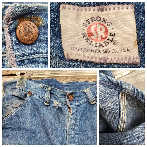 Rare 1950's Vintage Strong Reliable Denim Workwear Blue Jeans 32 - Picture 4 of 9